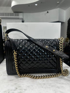 CHANEL Large Boy Patent Leather Crossbody Bag