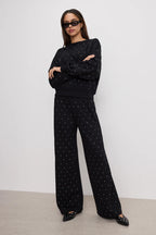 Good American Crystal Wide Leg Sweatpants Black001