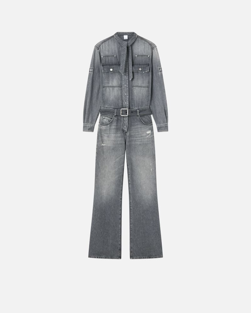 PINKO Light Grey Denim Jumpsuit