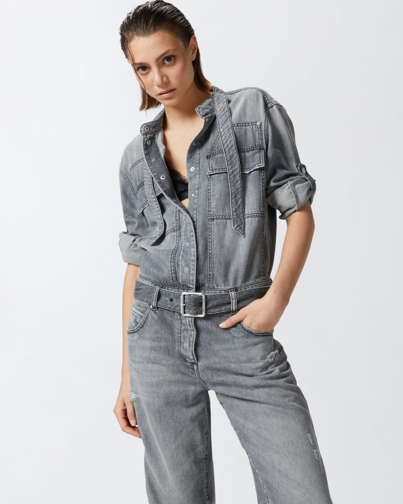 PINKO Light Grey Denim Jumpsuit