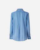 PINKO Continua Stripe Shirt w/ Rhinestone Collar