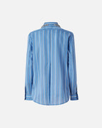 Pinko Continua Stripe Shirt w/ Rhinestone Collar