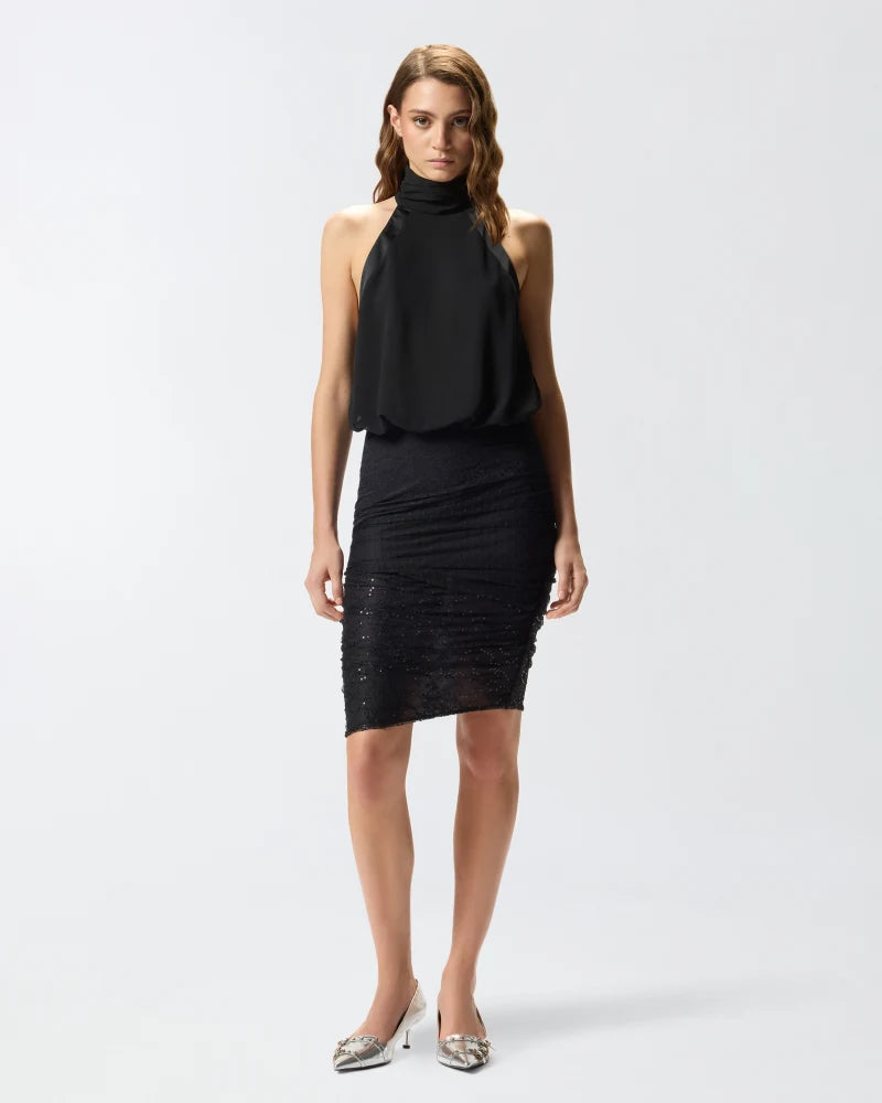 Pinko Patchwork-effect lace pencil skirt