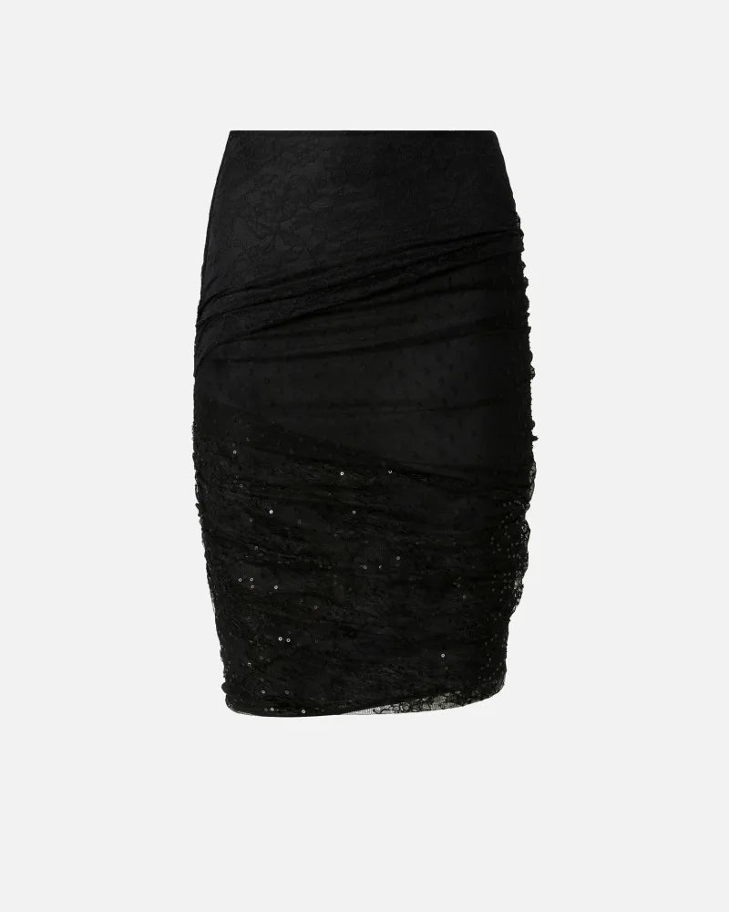 Pinko Patchwork-effect lace pencil skirt