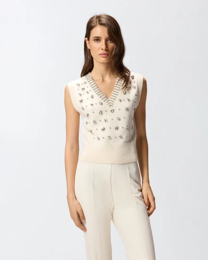 Pinko Knit vest with rhinestones
