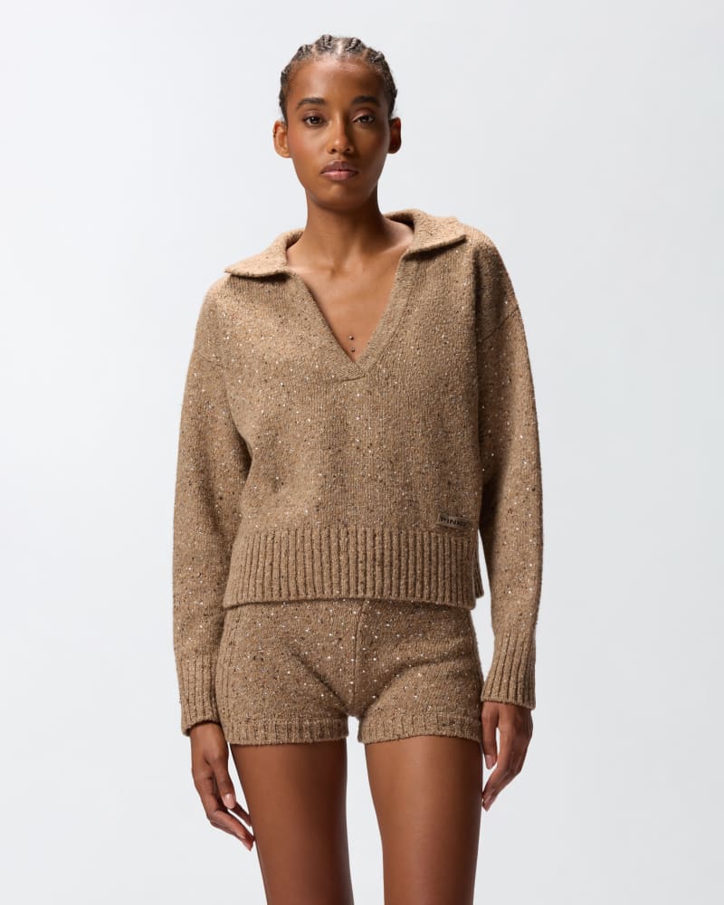 Pinko V-neck sweater with rhinestones