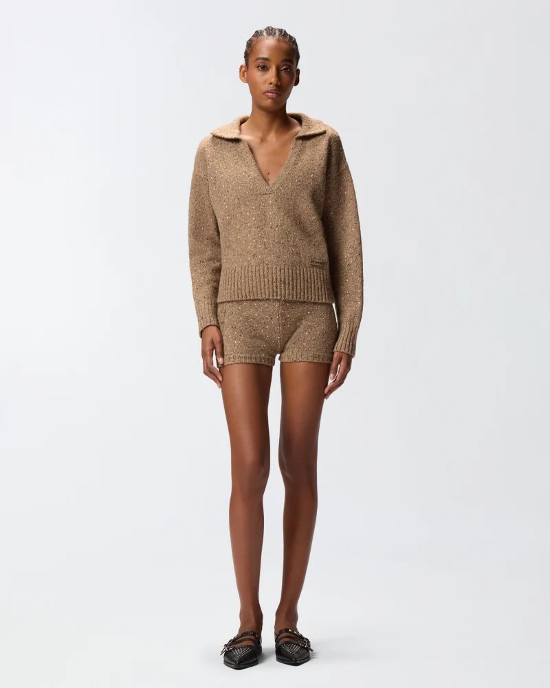 Pinko V-neck sweater with rhinestones