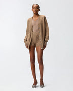 Pinko Bouclé fabric cardigan with rhinestones