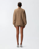 PINKO Bouclé Fabric Cardigan with Rhinestones