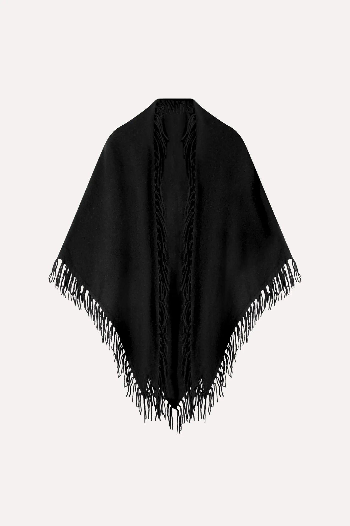 Minnie Rose Cashmere Fringe Shawl Black