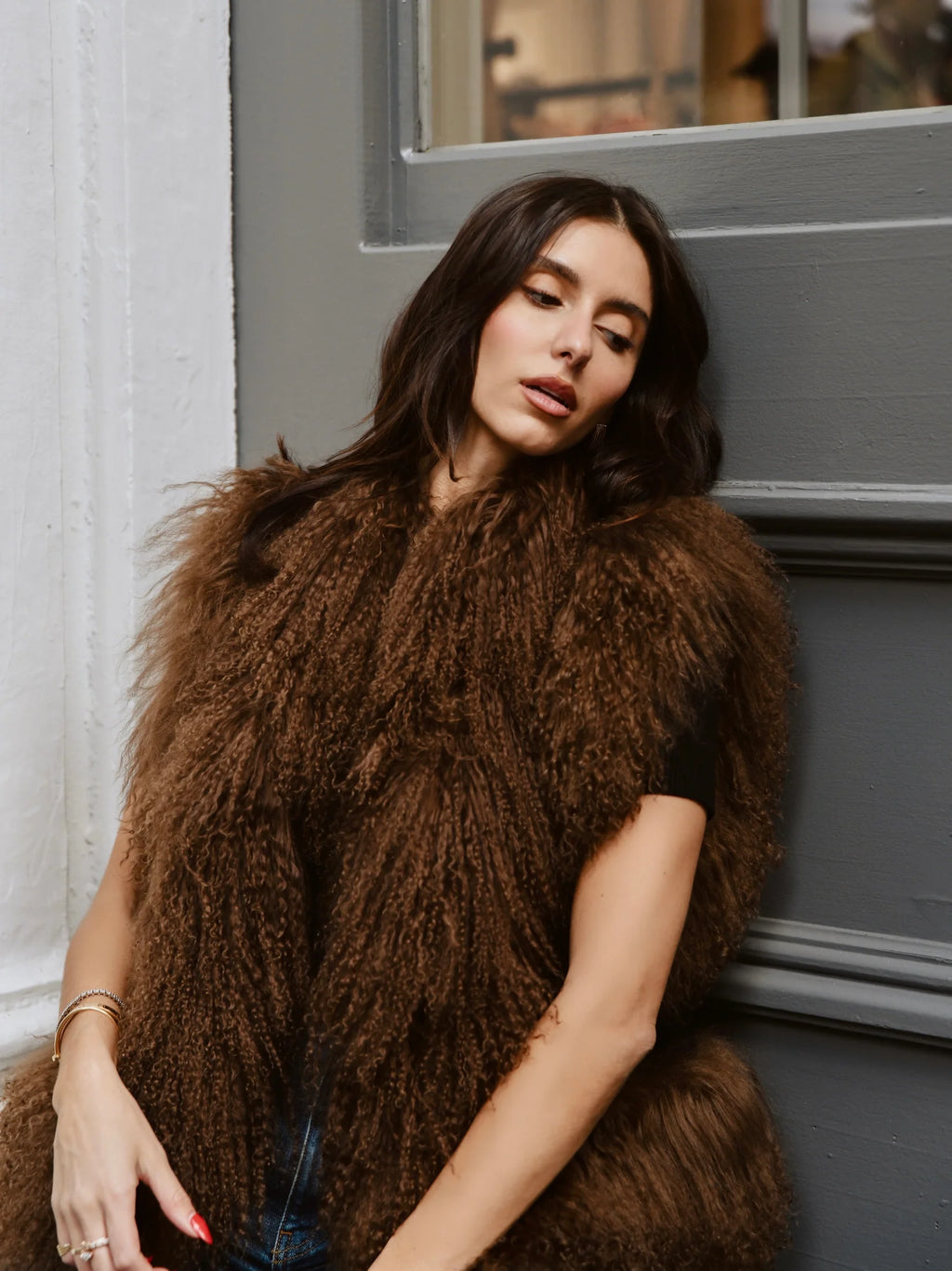 Susanna Chow Dorothy Suede Shearling Vest