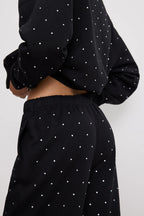 Good American Crystal Wide Leg Sweatpants Black001