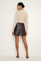 Good American Faux Leather Mini Skirt in Bark