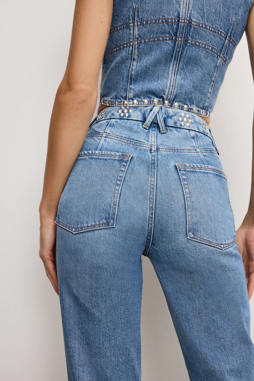 Good American Good Icon Studded Straight Jean