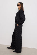 Good American Crystal Wide Leg Sweatpants Black001