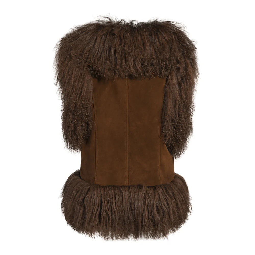 Susanna Chow Dorothy Suede Shearling Vest