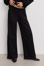 Good American Crystal Wide Leg Sweatpants Black001