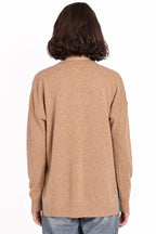 Minnie Rose Cashmere Long and Lean V Neck Camel
