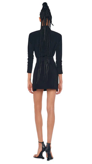 Norma Kamali Shirt Mini Dress w/ Shoulder Pads