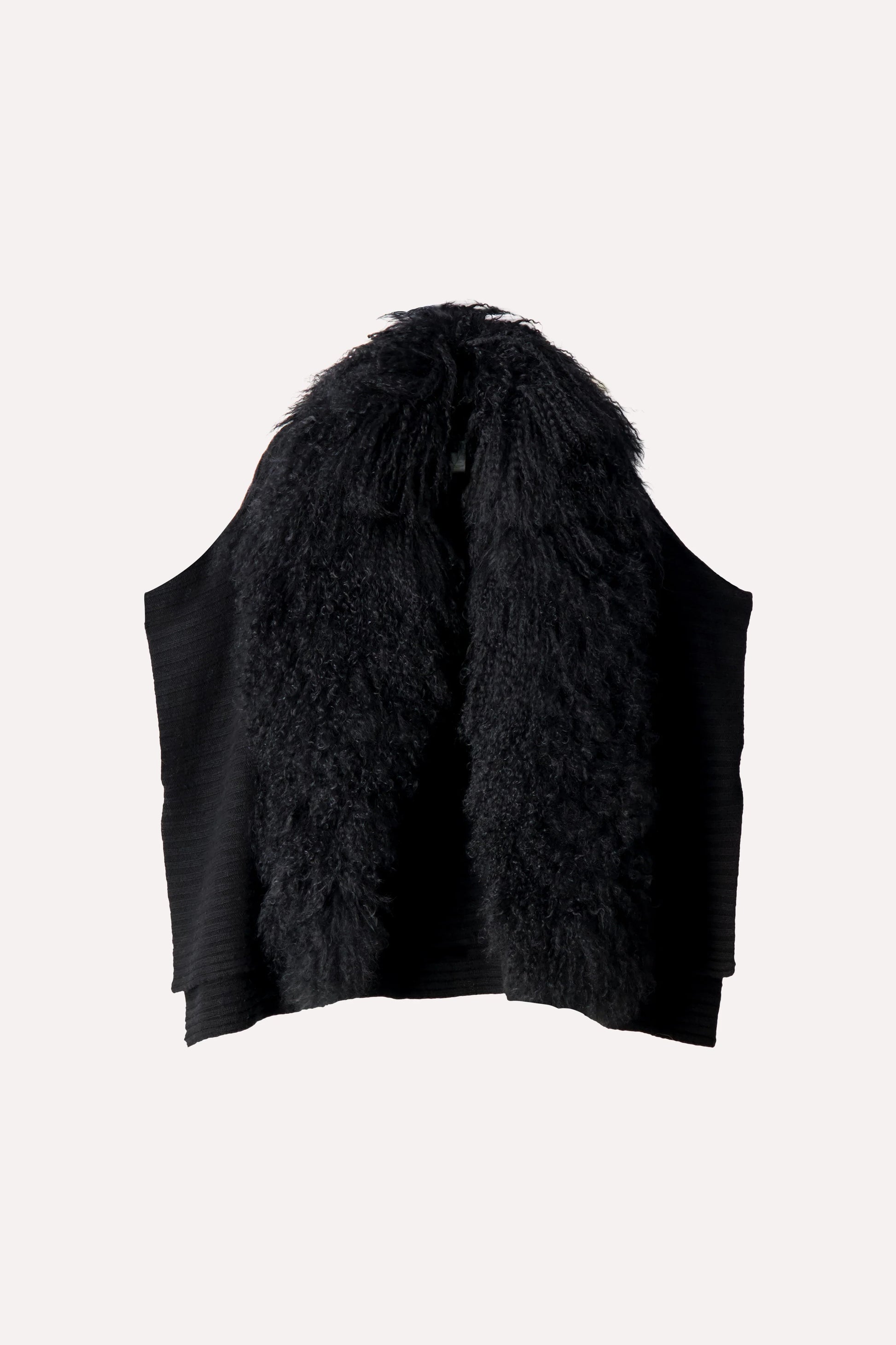 Minnie Rose Mongolian Fur Cape Black