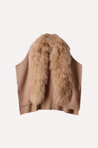 Minnie Rose Mongolian Fur Cape Camel