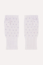 Minnie Rose Cotton Cashmere Rhinestone Fingerless Gloves White