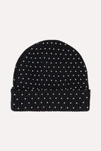 Minnie Rose Cotton Cashmere Rhinestone Shaker Beanie Hat White