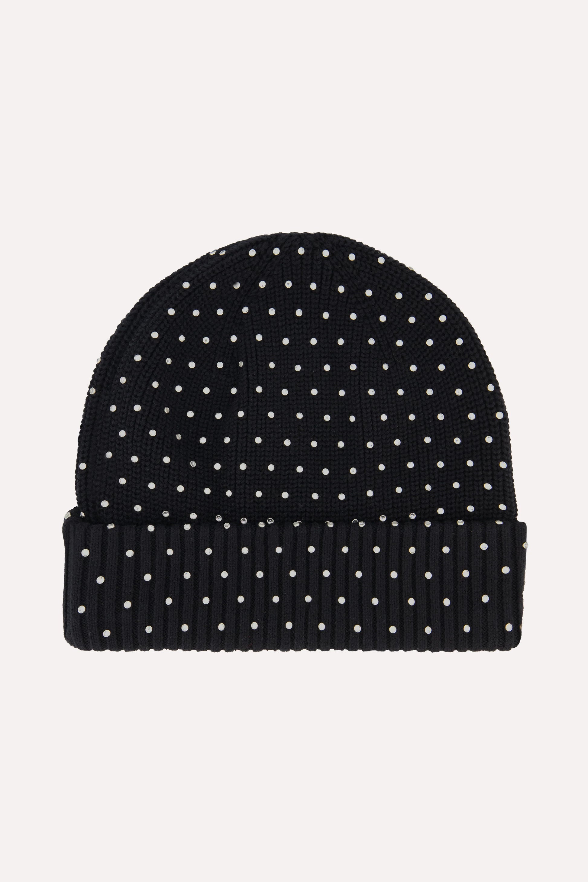 Minnie Rose Cotton Cashmere Rhinestone Shaker Beanie Hat White