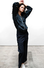 FREE CITY SATIN BOMBER/SHELL JACKET in Superblack/glass