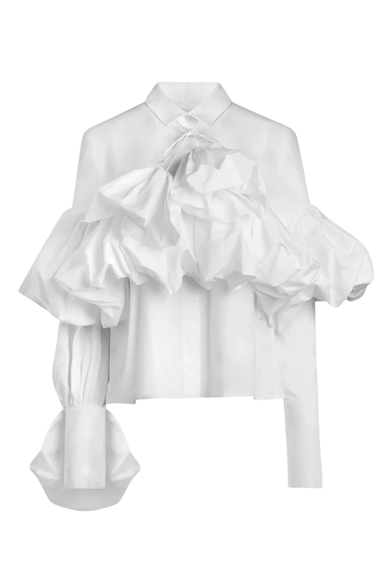 AISTE HONG GATHERED TIE-NECK SHIRT