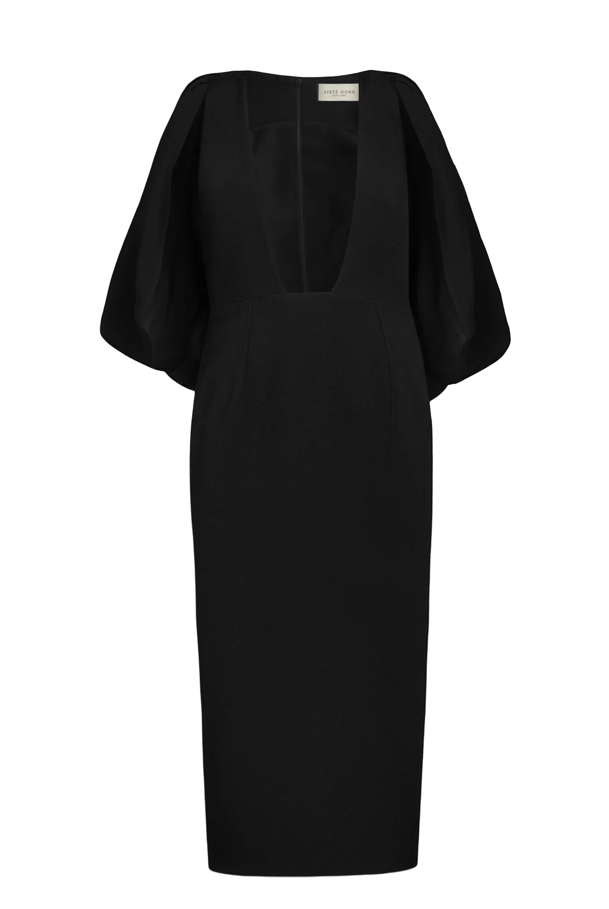AISTE HONG PLUNGE NECK MIDI DRESS
