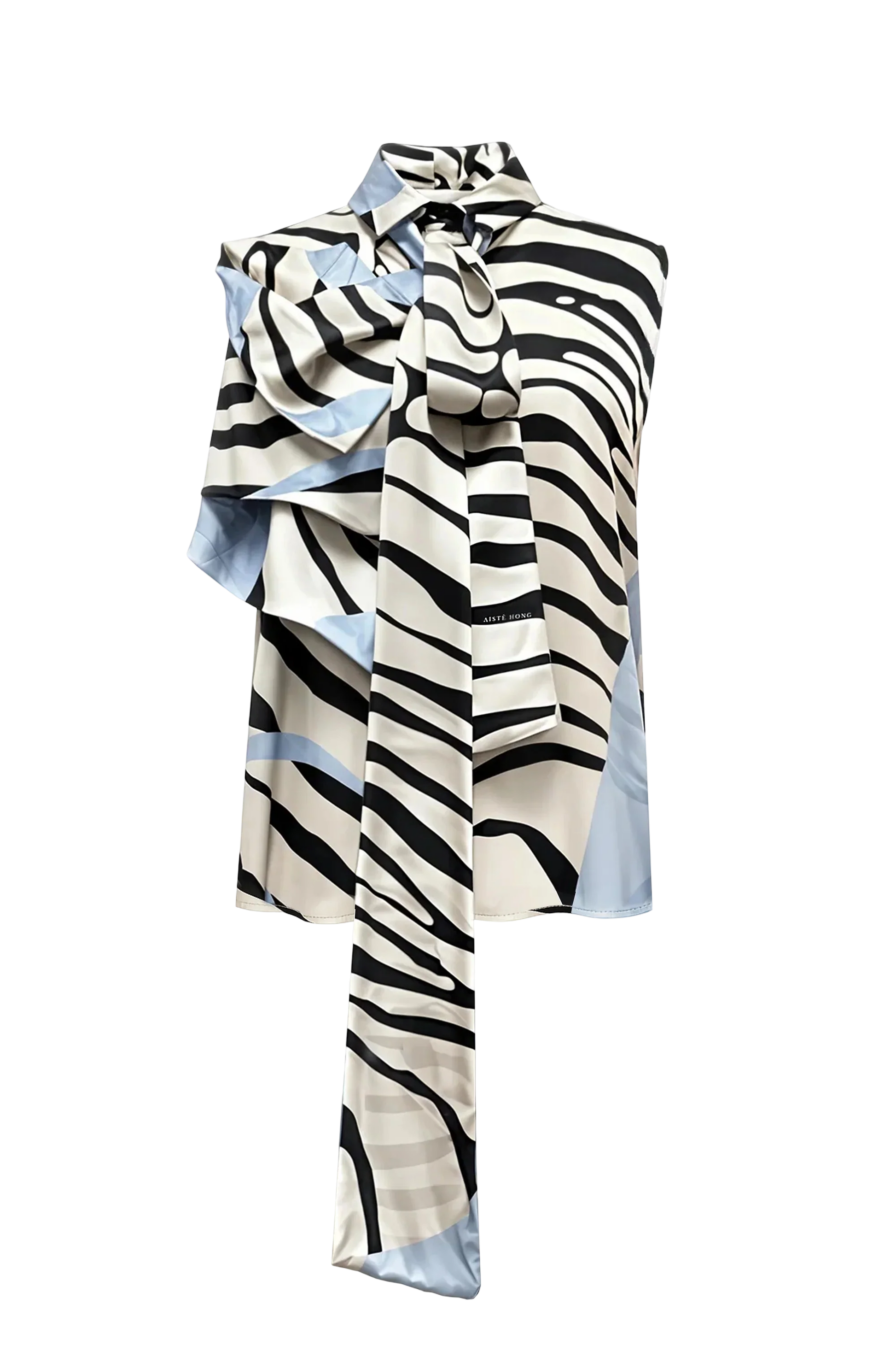 AISTE HONG RUFFLE TIE-NECK TOP