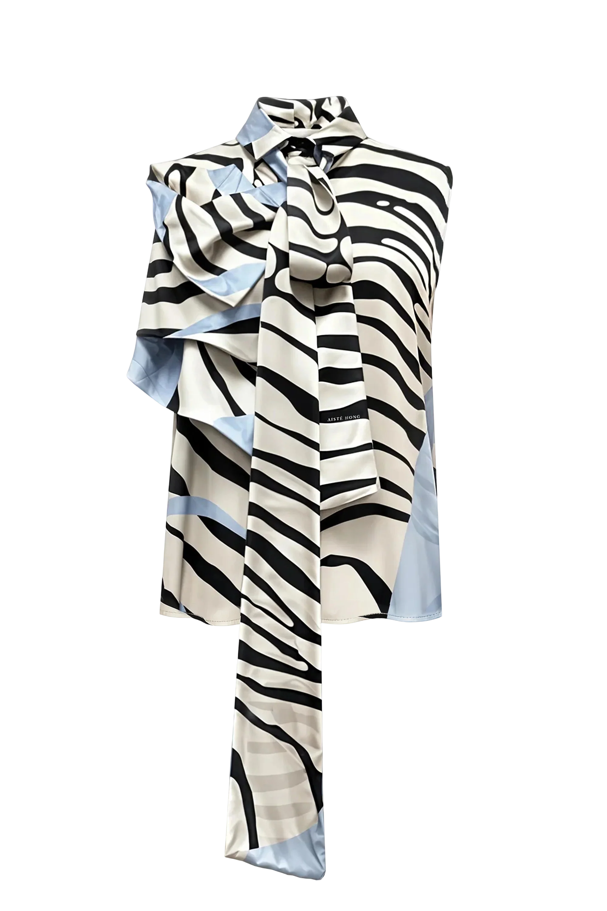 AISTE HONG RUFFLE TIE-NECK TOP