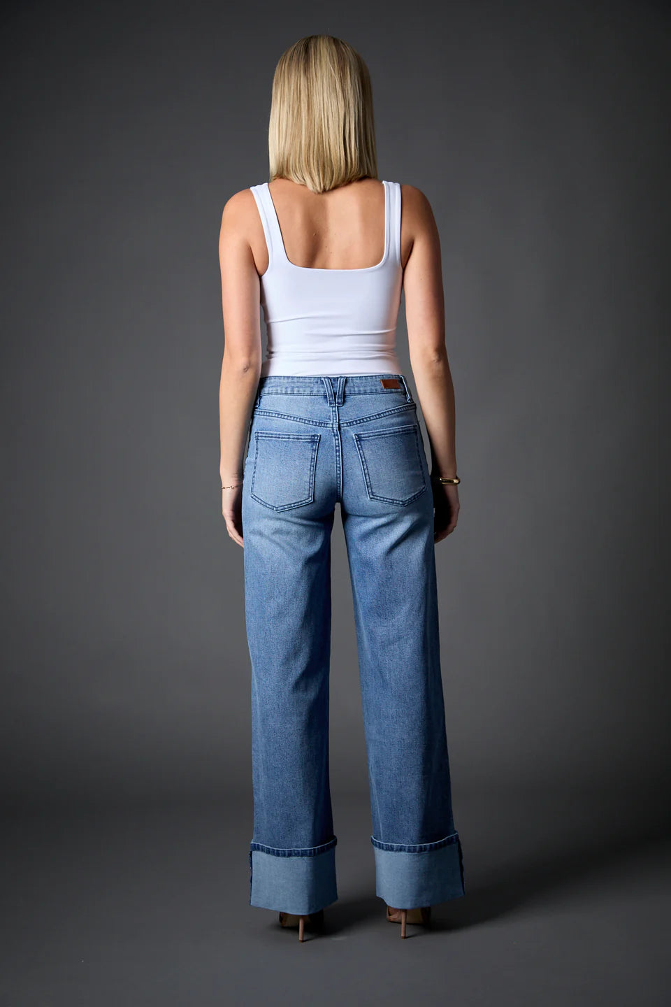 Blue Revival Cuffed Low Rise Recycled Wide Leg in Medium Tel Aviv