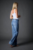 Blue Revival Cuffed Low Rise Recycled Wide Leg in Medium Tel Aviv