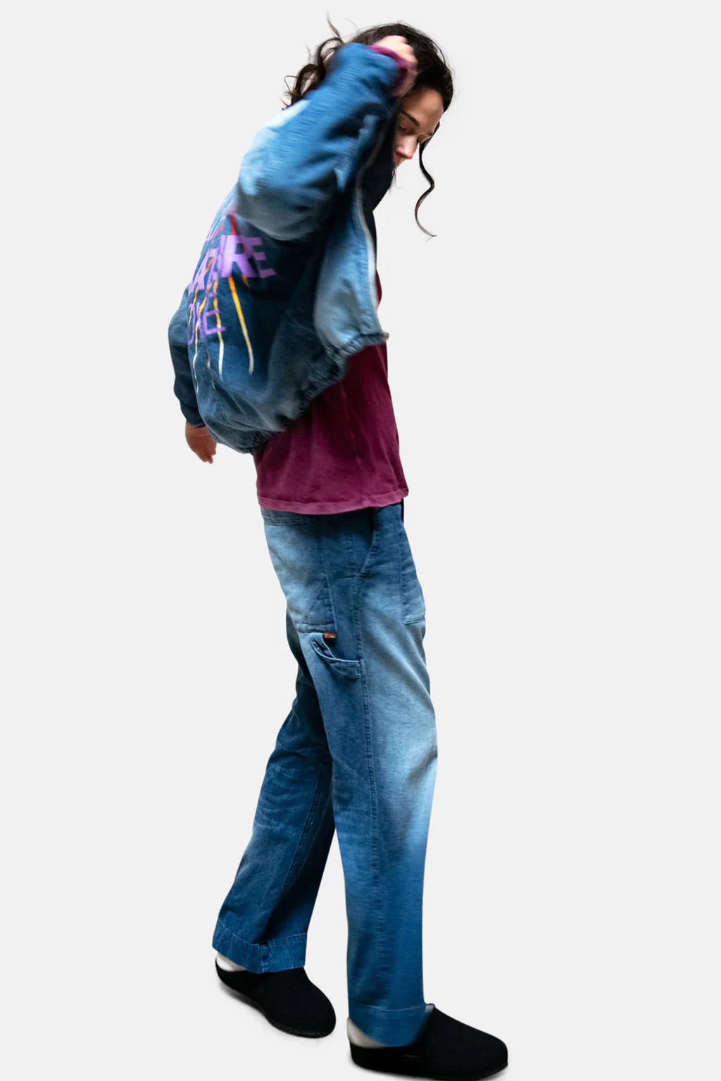 FREE CITY LNL INDIGO/SATIN GLASS-CLOUD BOMBER in Indigo2