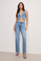 Good American Good Icon Studded Straight Jean