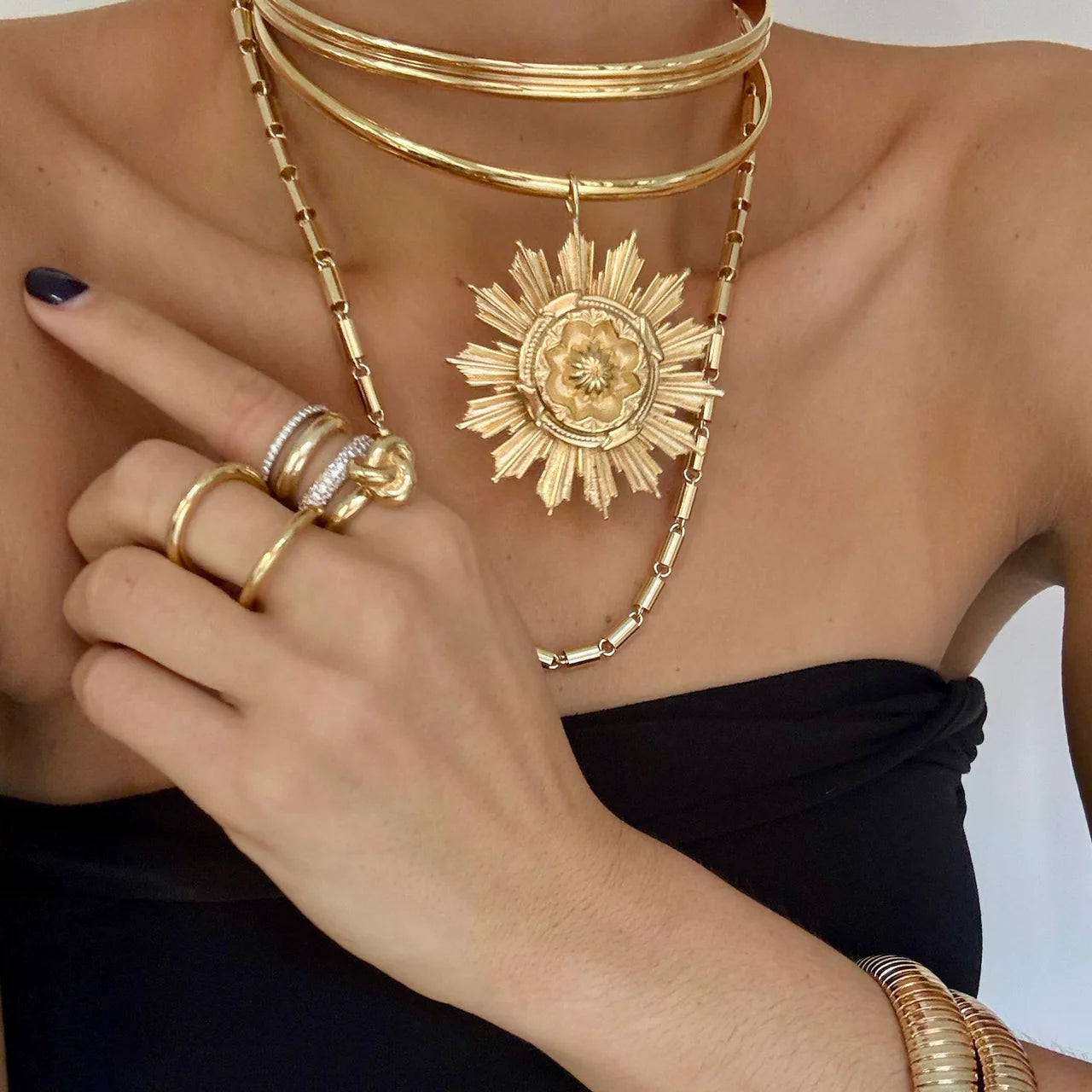 Allison Daniel Designs Ilia Aztec Burst Statement Necklace