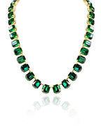 Kimono Dragon Emerald Cut Emerald Green Crystal Necklace