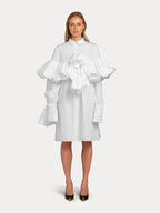 AISTE HONG GATHERED TIE-NECK SHIRT DRESS