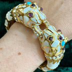 Kimono Dragon White Enamel Double Panther Bracelet