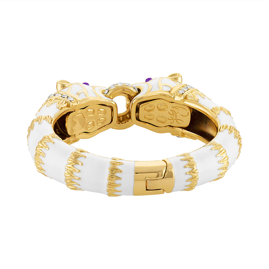 Kimono Dragon White Enamel Double Panther Bracelet