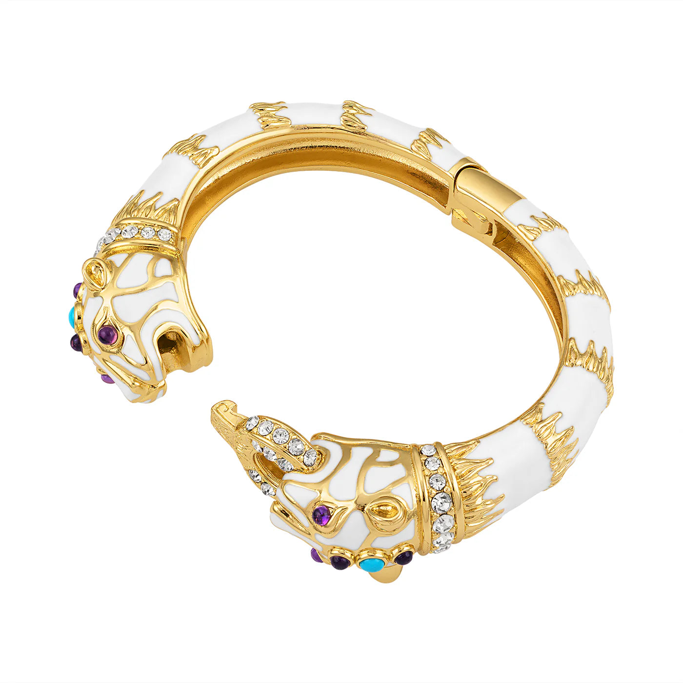 Kimono Dragon White Enamel Double Panther Bracelet