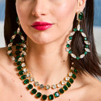 Kimono Dragon Emerald Cut Emerald Green Crystal Necklace