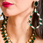 Kimono Dragon Emerald Crystal Chandelier Earrings
