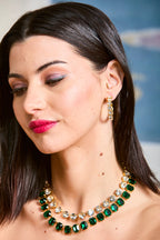 Kimono Dragon Emerald Cut Emerald Green Crystal Necklace