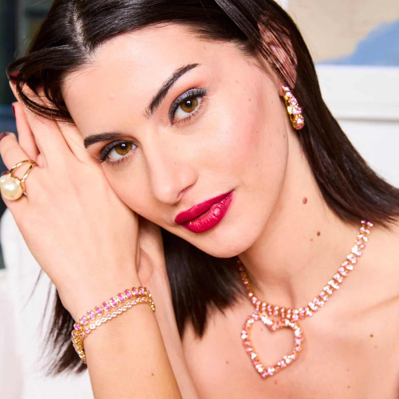 Kimono Dragon Crystal Heart Necklace