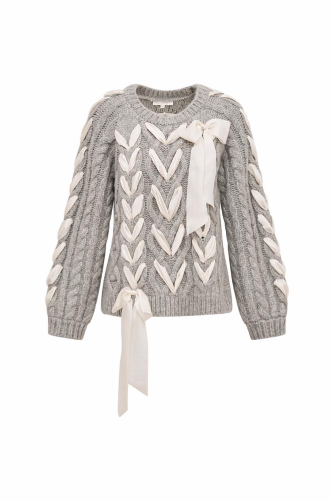 LoveShackFancy Kloss Alpaca-Blend Ribbon Pullover