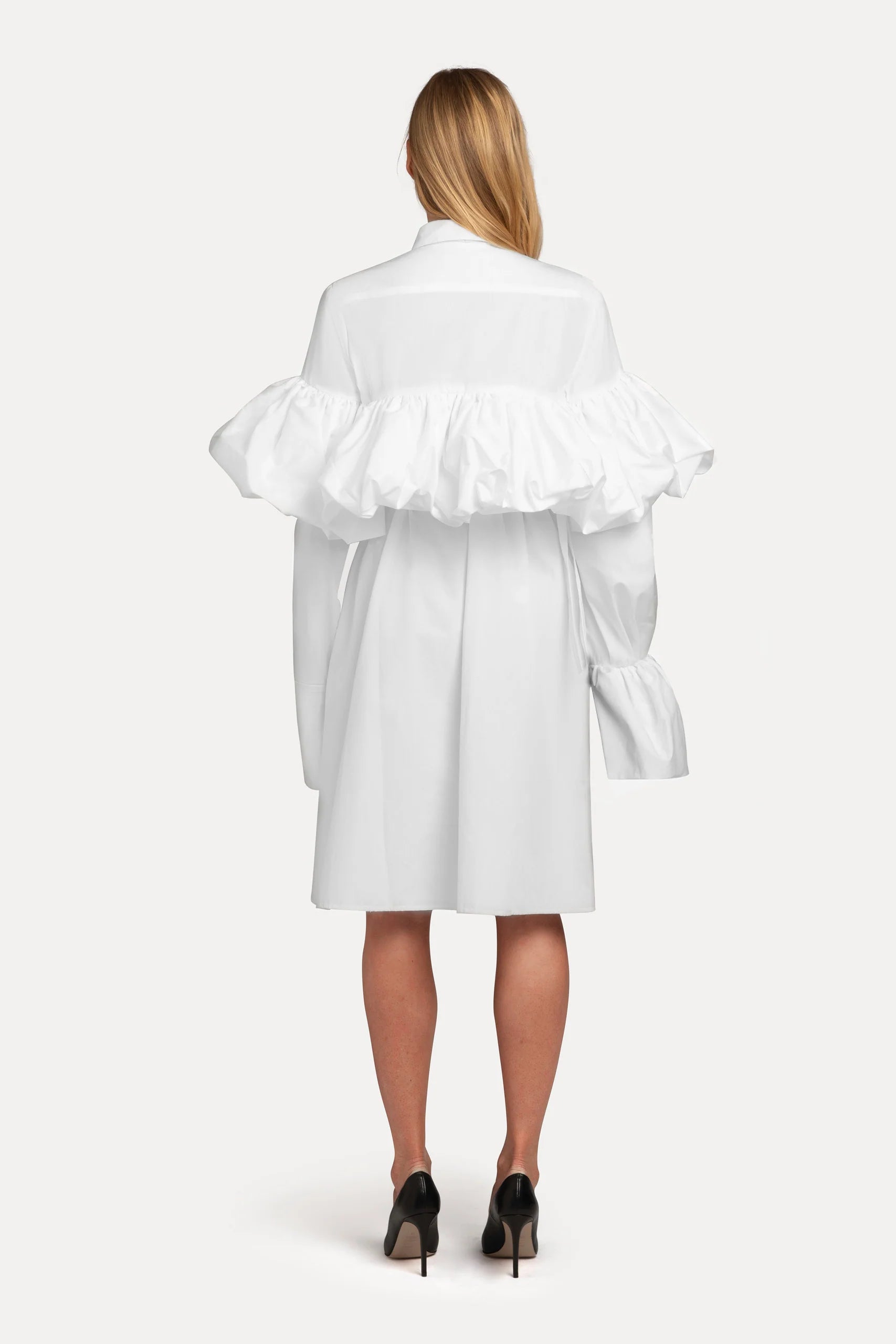 AISTE HONG GATHERED TIE-NECK SHIRT DRESS