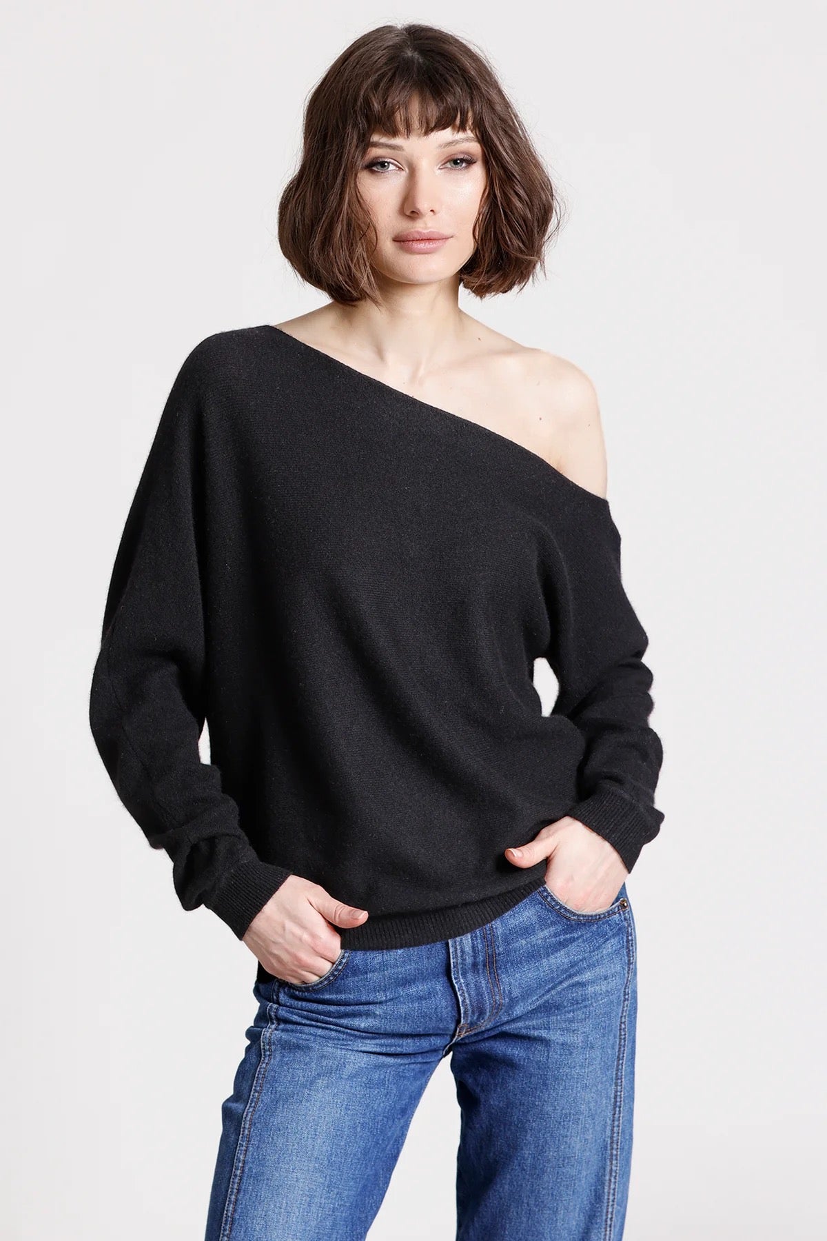 Minnie Rose Cotton Cashmere Off The Shoulder Top